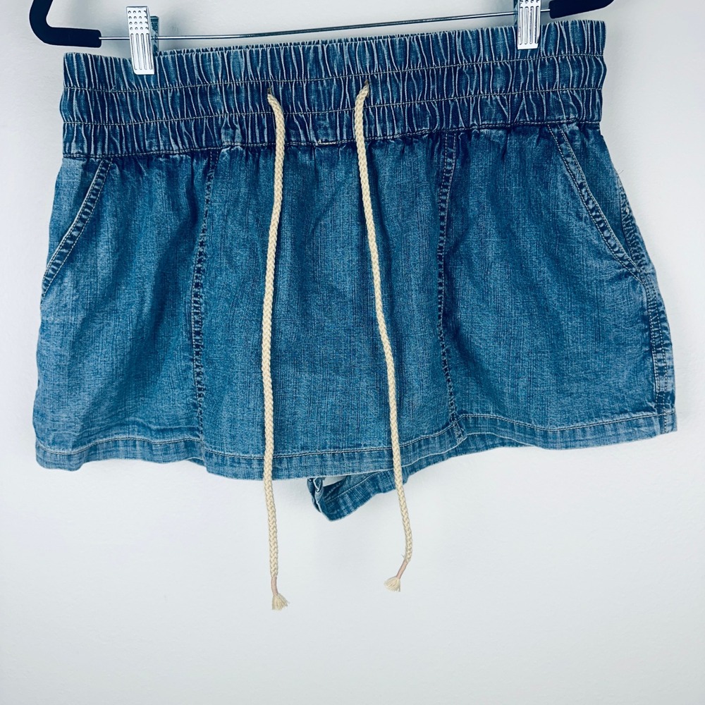 Free People We The Free Made Line Blue Denim Pull On Skort XL OB1683587